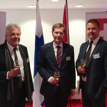 Photo: Mr. Felice G. Romano (Chairman , Chamber of Commerce FI-CH), Mr. Heinrich Maurer (Ambassador of Switzerland in Finland), Dr. Jani Kaarlejärvi (EVP, Business Meeting Park Ltd.), Mr. Gerrit van Setten (Attorney, van Setten Attorneys Ltd.)