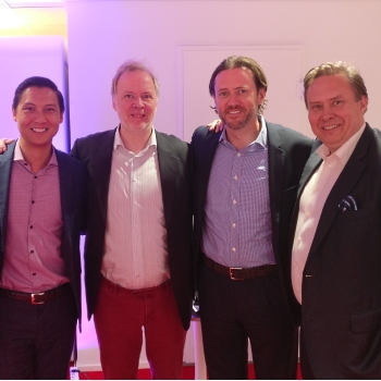 Photo: Mr. Jani Kaarlejärvi (EVP, Business Meeting Park Ltd.), Mr. Brian Yee (Principal, Sherpa Capital), Mr. Monty Wilenius (CEO, Maria DB), Mr. Scott Stanford (Co-Founder & Managing Director, Sherpa Capital), and Mr. Claude Finckenberg (Chairman, Nordic Growth Solutions NGS)